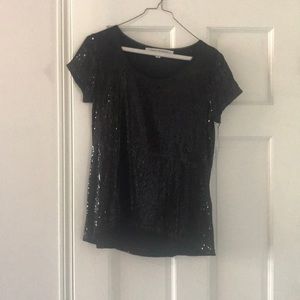 Max studio black sequence short sleeve top.